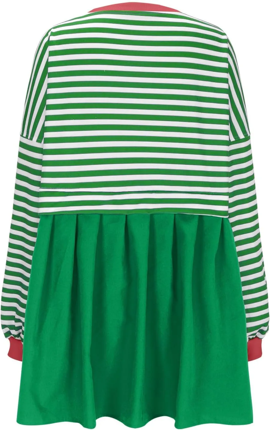Women's Dresses Casual Oversized Sweatshirts Long Sleeve Crewneck Patchwork Pleated Pullover Mini Dress Fall Dress