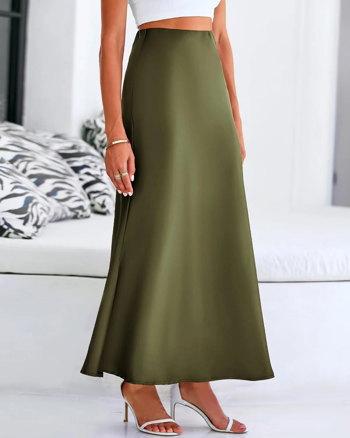 Womens Summer Fall Skirt 2025 Silk Elegant High Waist Cocktail Party Wedding Mermaid Satin Maxi Skirts