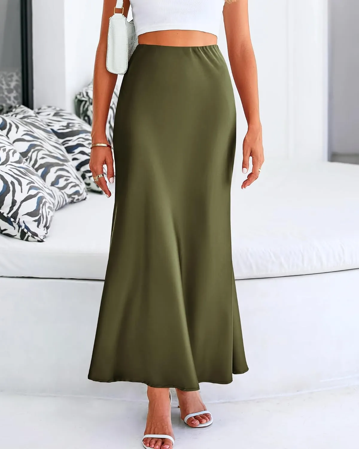 Womens Summer Fall Skirt 2025 Silk Elegant High Waist Cocktail Party Wedding Mermaid Satin Maxi Skirts