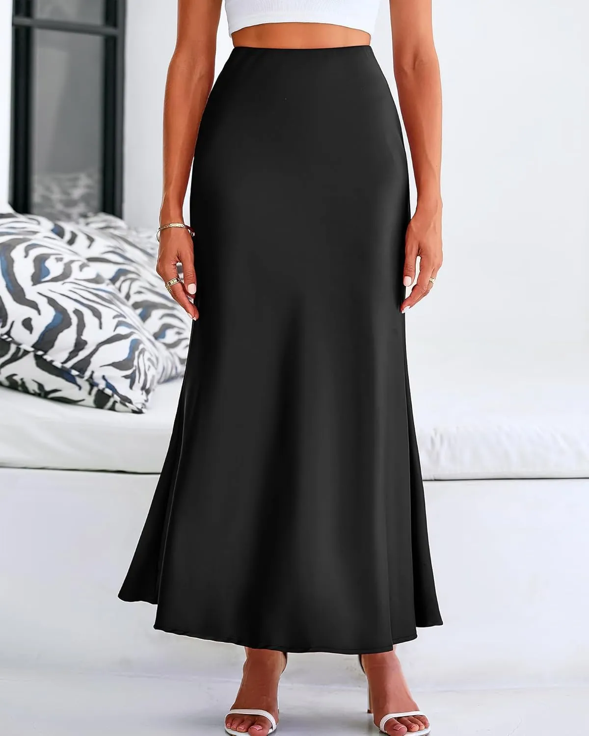 Womens Summer Fall Skirt 2025 Silk Elegant High Waist Cocktail Party Wedding Mermaid Satin Maxi Skirts