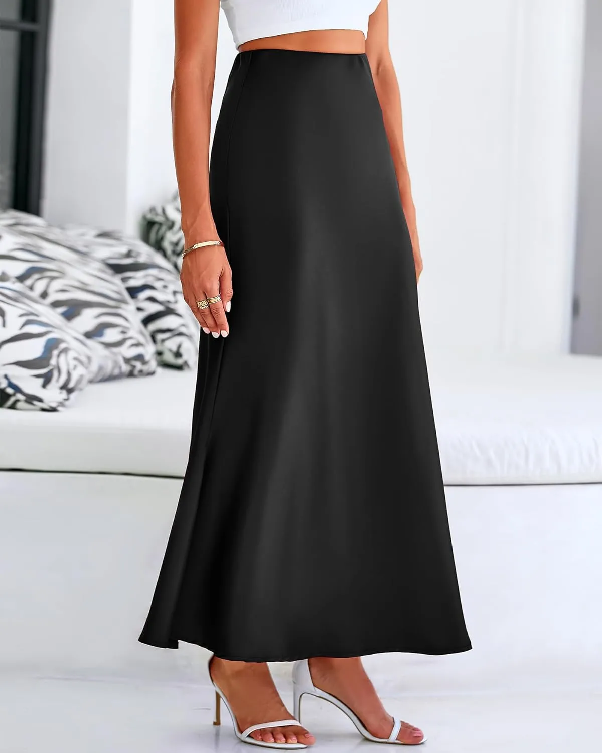 Womens Summer Fall Skirt 2025 Silk Elegant High Waist Cocktail Party Wedding Mermaid Satin Maxi Skirts