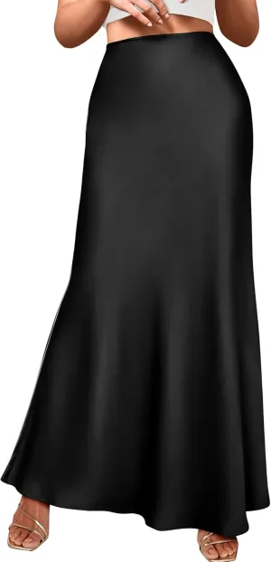 Womens Summer Fall Skirt 2025 Silk Elegant High Waist Cocktail Party Wedding Mermaid Satin Maxi Skirts