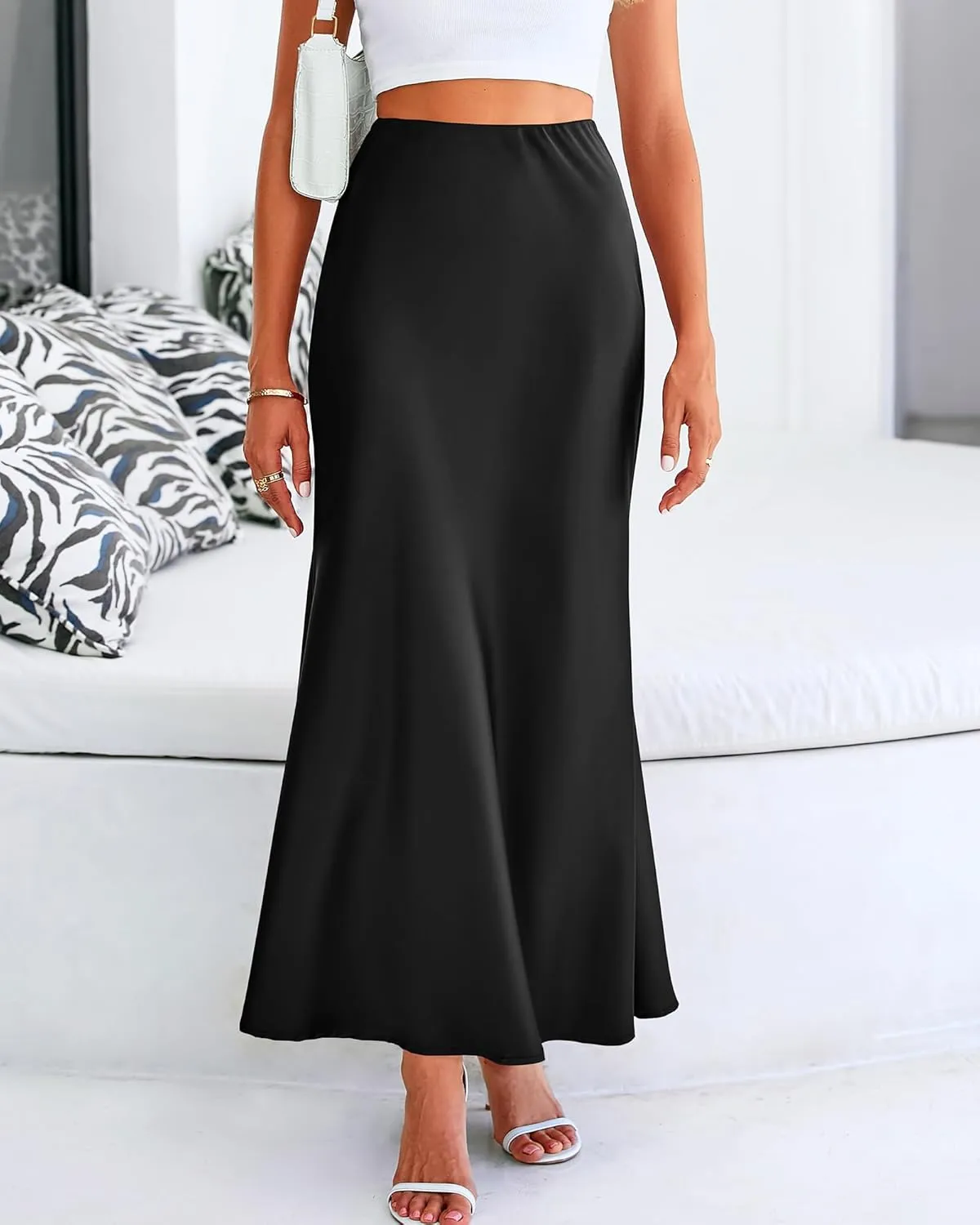 Womens Summer Fall Skirt 2025 Silk Elegant High Waist Cocktail Party Wedding Mermaid Satin Maxi Skirts