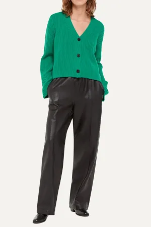 Wool Mix Rib Cardigan Green