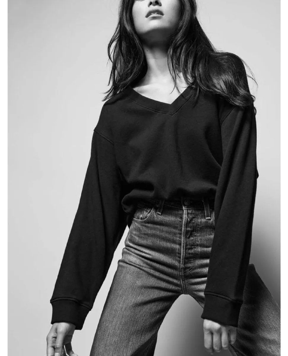 Wyatt Oversized VNeck Sweatshirt Black