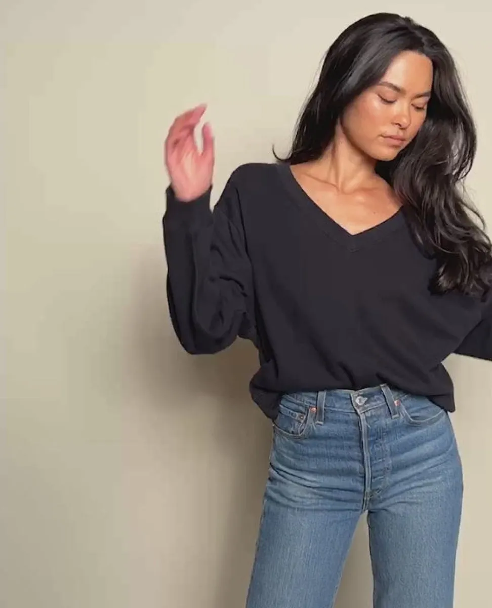 Wyatt Oversized VNeck Sweatshirt Black