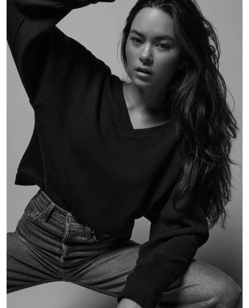 Wyatt Oversized VNeck Sweatshirt Black