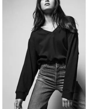 Wyatt Oversized VNeck Sweatshirt Black