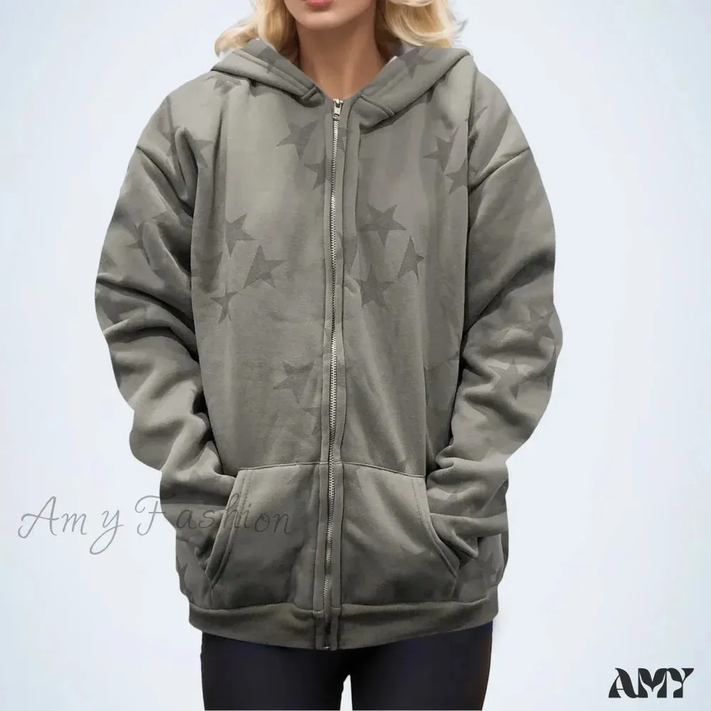 Zip Up Y2K Harajuku Streetwear Hip Hop Grunge Oversized Hoodie